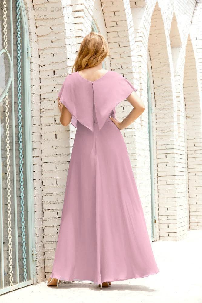 Zapdress Mother of The Bride Dresses Plus Size V-Neck Floor Length Formal Prom Dress for Wedding Guest 28020 (ZD17058)