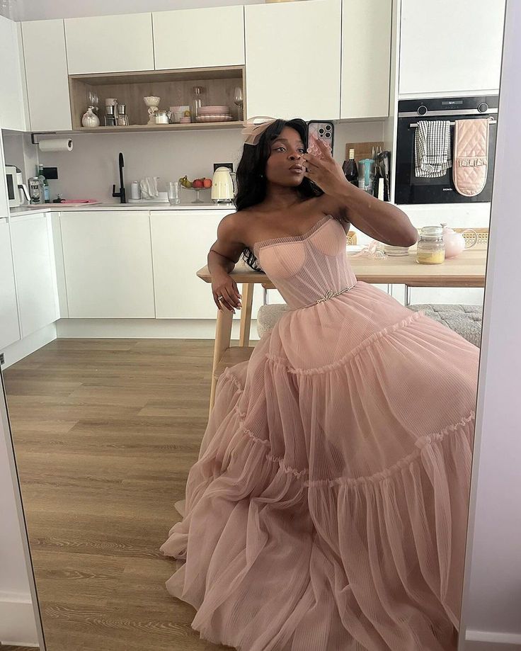 Elegant Purple A-Line Tube Top Fishbone Mesh Long Prom & Evening Dress 20th Birthday Dress - View 4 | FashionDia