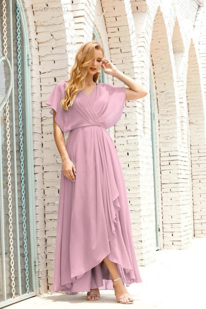 Zapdress Mother of The Bride Dresses Plus Size V-Neck Floor Length Formal Prom Dress for Wedding Guest 28020 (ZD17058)
