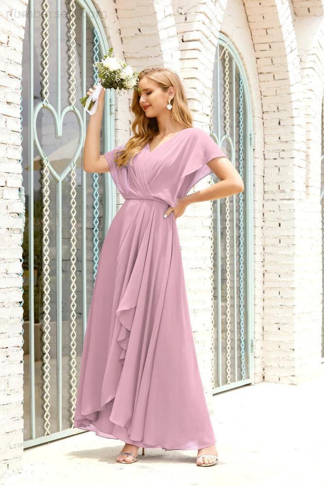 Zapdress Mother of The Bride Dresses Plus Size V-Neck Floor Length Formal Prom Dress for Wedding Guest 28020 (ZD17058)
