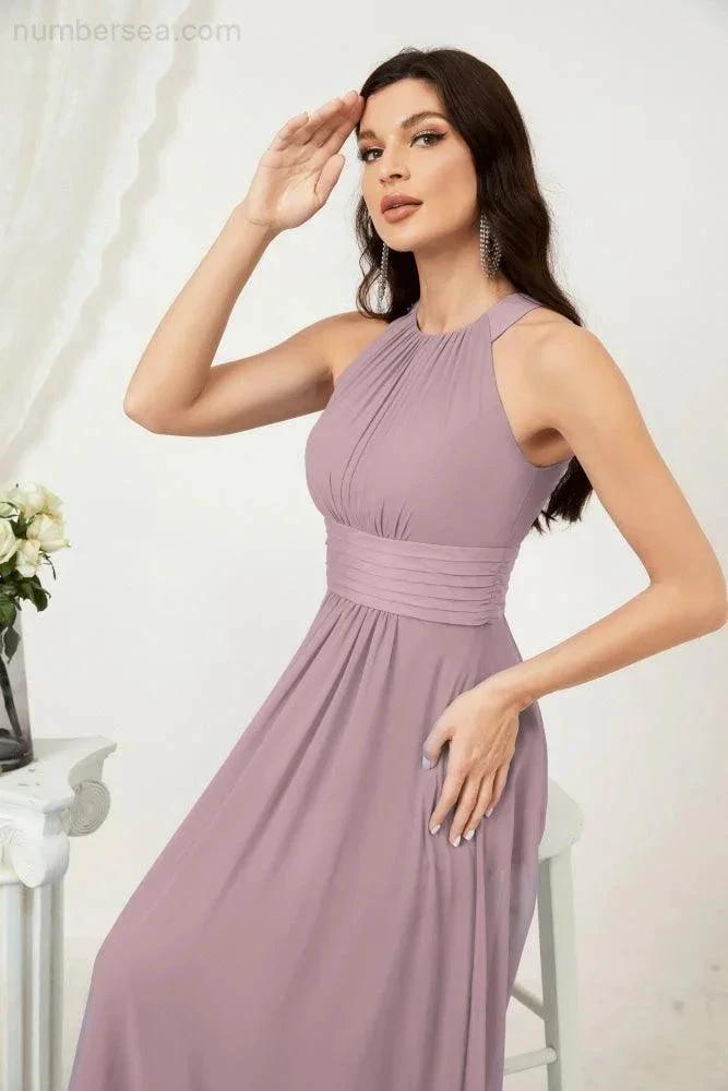 ZapDress Formal Party Gown Dress Chiffon Halter Long Sleeveless Bridesmaid Dresses 2802 (ZD16960)