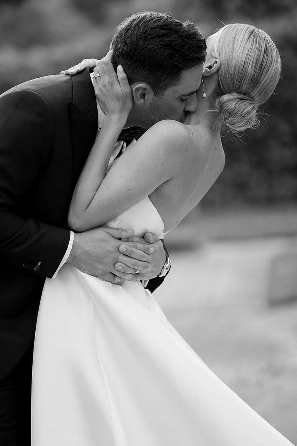 Simple A Line Strapless White Long Bridal Dress with Train