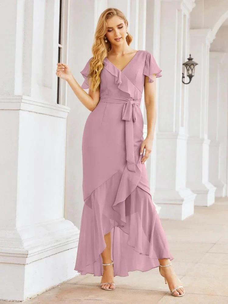 Numbersea Ruffled Bridesmaid Dresses Mermaid Formal Violin Evening Party Prom Gowns 28042 by numbersea