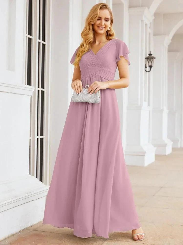 Numbersea Formal Prom Gowns for Mother of The Bride Cap Sleeves Bridesmaid Dress 28047 by numbersea