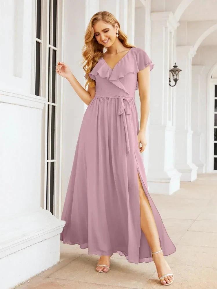 Bridesmaid Dresses with Flutter Sleeves Formal Evening Party Prom Gowns 28044 by numbersea