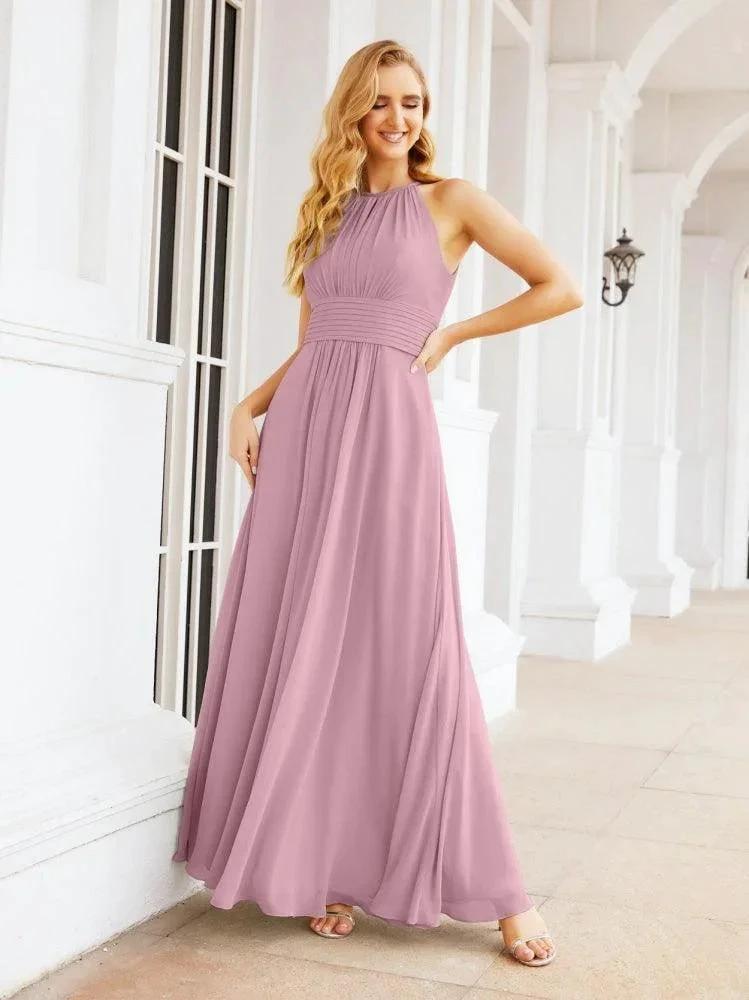 Numbersea Keyhole Bridesmaid Dresses Sleeveless Formal Evening Party Prom Gowns 28043 by numbersea
