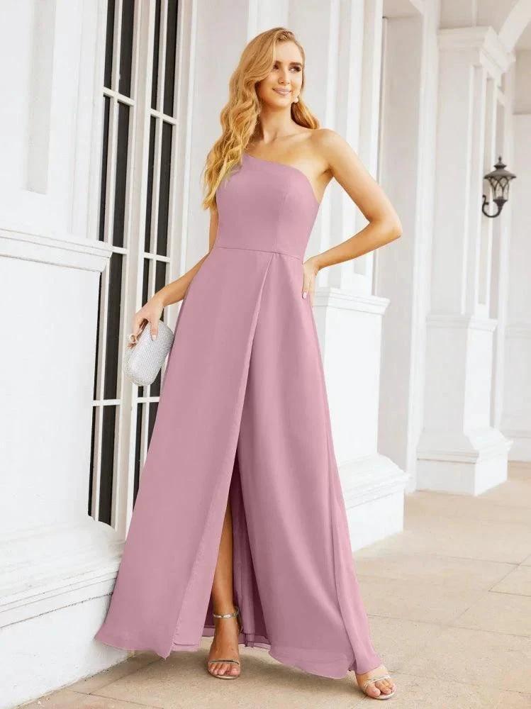 Numbersea Women's One Shoulder Formal Prom Gowns for Mother of The Bride Side Slit Bridesmaid Dresses 28052 by numbersea