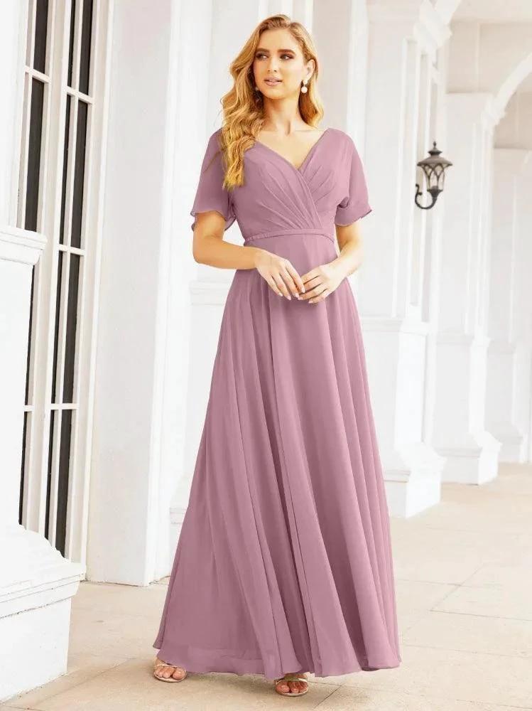 Numbersea Formal Prom Gowns for Mother of The Bride Short Sleeves Bridesmaid Dress 28049 by numbersea