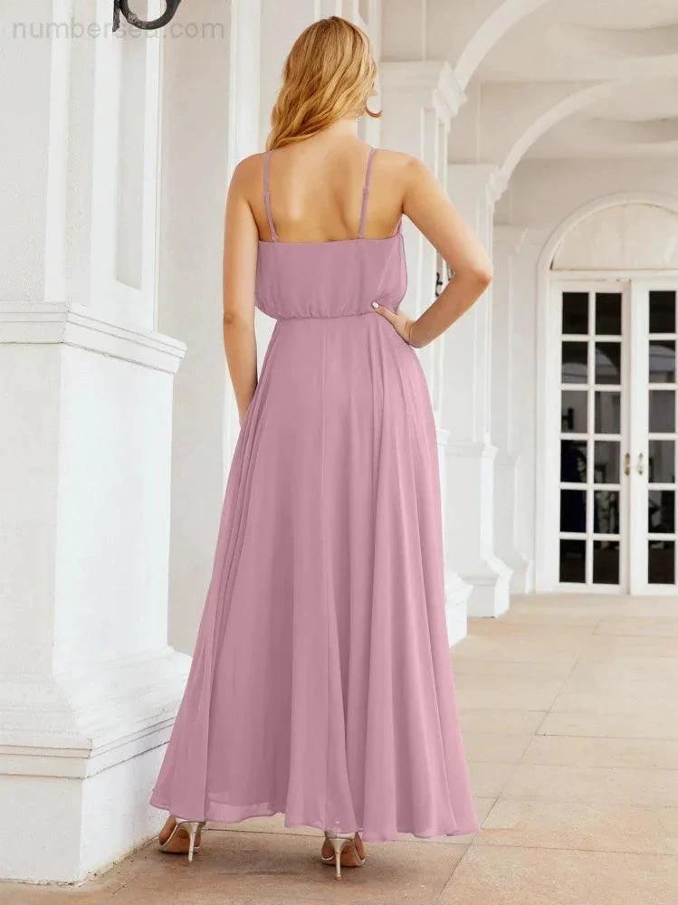 ZapDress Halter Long Bridesmaid Dresses Formal A line Juniors Dress 28029 (ZD17029)