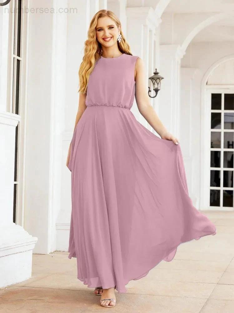 ZapDress Sleeveless Long Bridesmaid Dress A line Formal Evening Prom Gown 28025 (ZD17053)