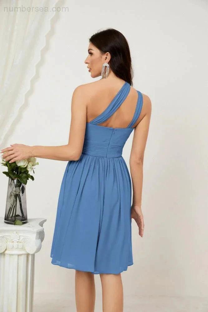 ZapDress Women Chiffon Short One Shoulder Bridesmaid Dress Formal Dresses for Party Homecoming 2804 (ZD16948)