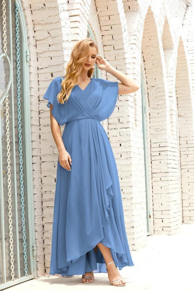 Zapdress Mother of The Bride Dresses Plus Size V-Neck Floor Length Formal Prom Dress for Wedding Guest 28020 (ZD17058)