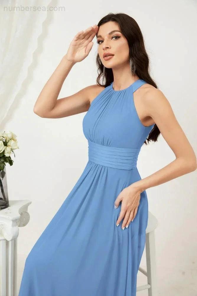 ZapDress Formal Party Gown Dress Chiffon Halter Long Sleeveless Bridesmaid Dresses 2802 (ZD16960)