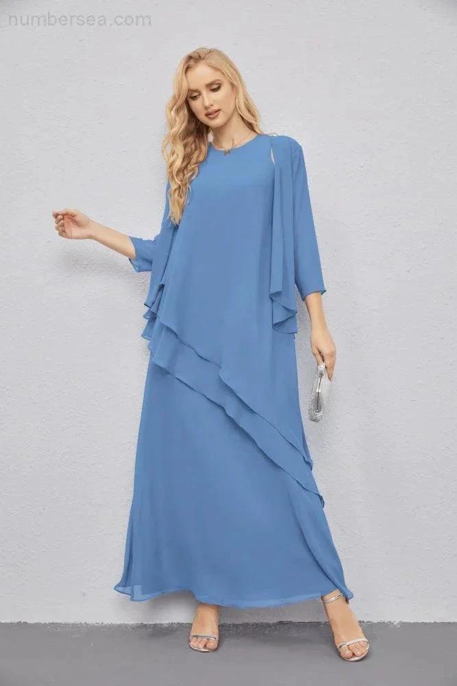Mother of Bride Dresses with Open Front Lightweight Cardigan Formal Prom Gown 28081 (ZD16990)