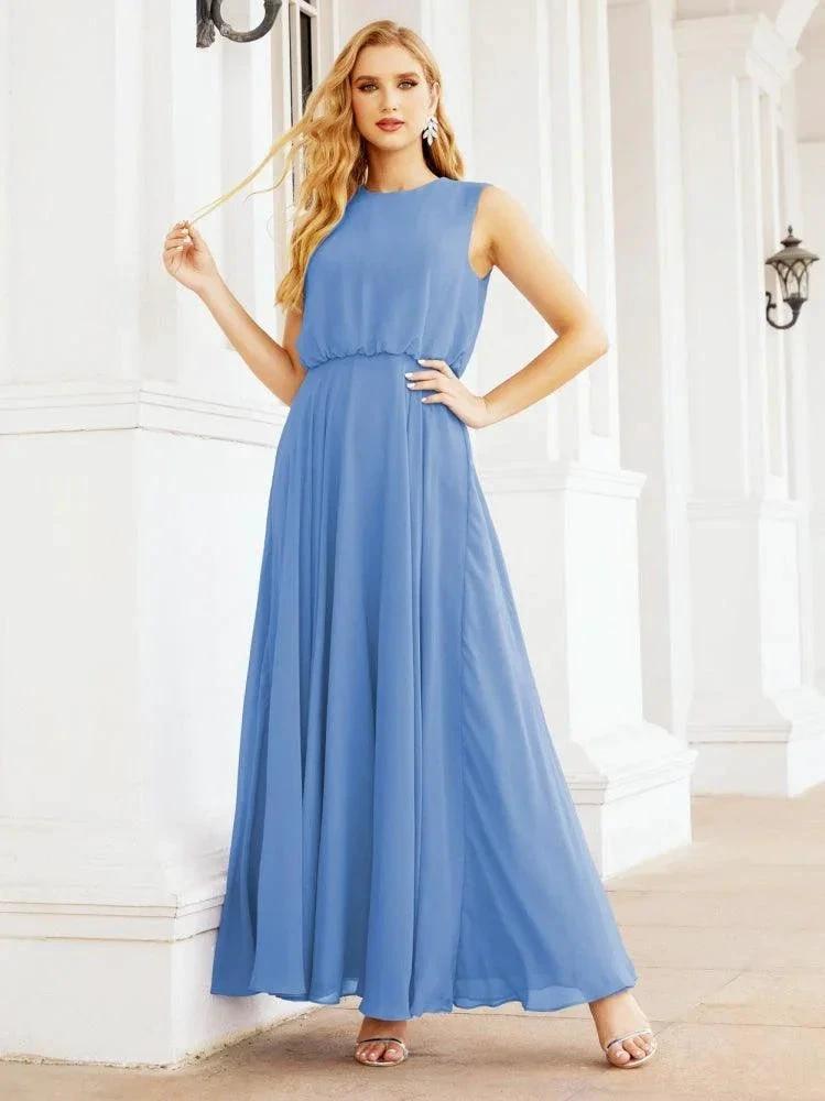 Numbersea Sleeveless Long Bridesmaid Dress A line Formal Evening Prom Gown 28025 by numbersea