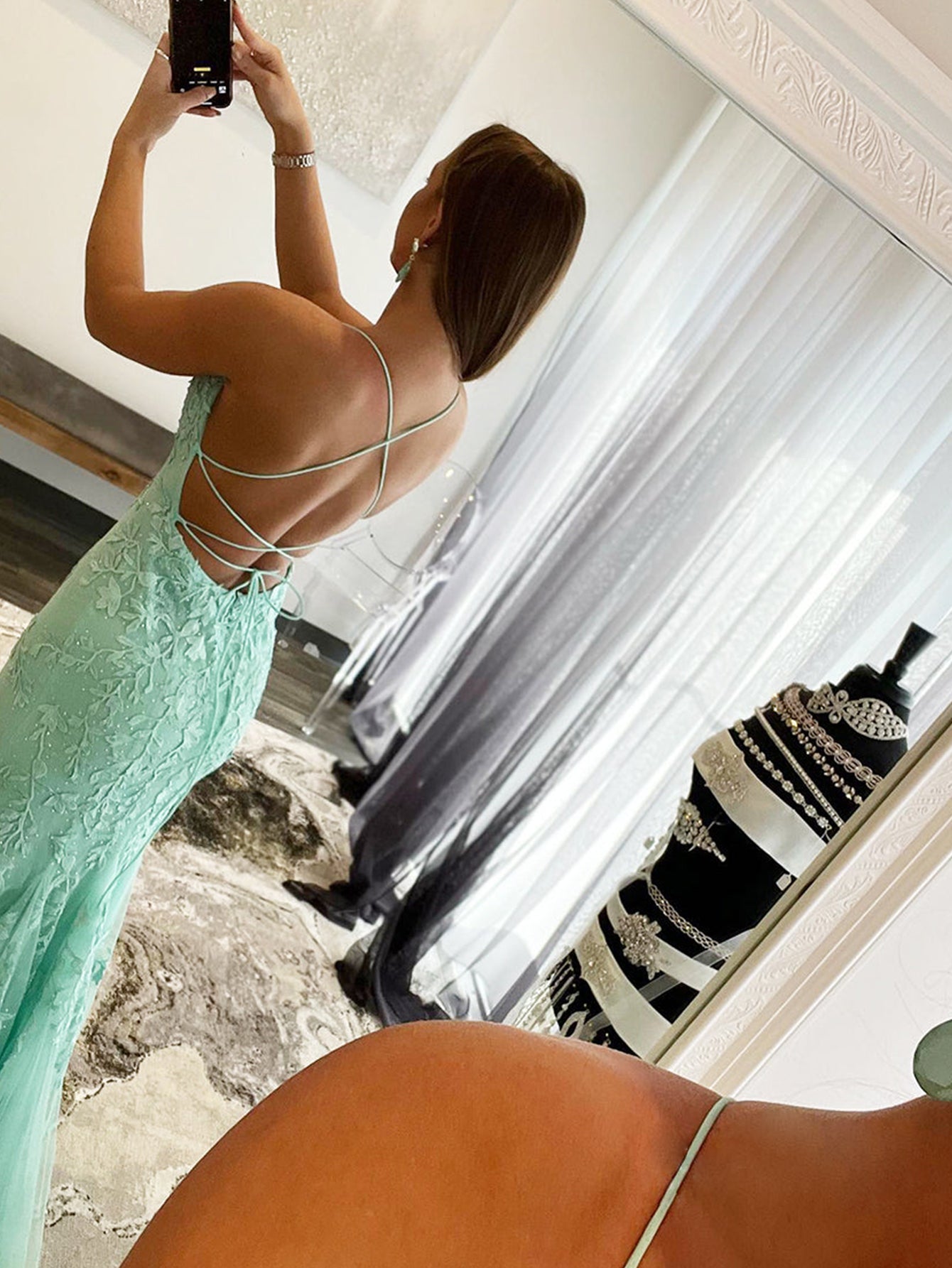 Mermaid Light Blue Prom Dress Long Evening Dress - Fashionpara
