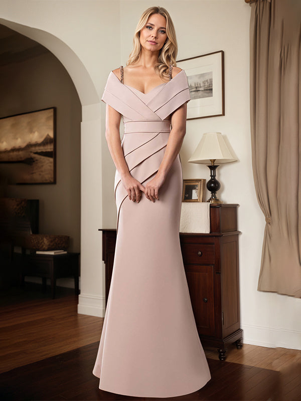 Trumpet/Mermaid Spaghetti Straps Floor-Length Stretch Crepe Mother Of The Bride Dress - View 5 | FashionDia