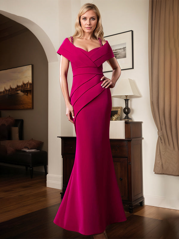 Trumpet/Mermaid Spaghetti Straps Floor-Length Stretch Crepe Mother Of The Bride Dress - View 8 | FashionDia