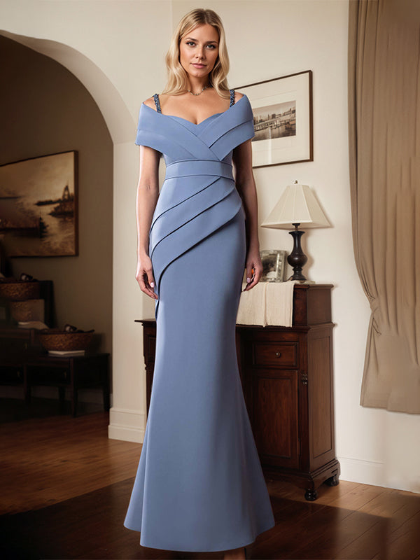 Trumpet/Mermaid Spaghetti Straps Floor-Length Stretch Crepe Mother Of The Bride Dress - View 3 | FashionDia