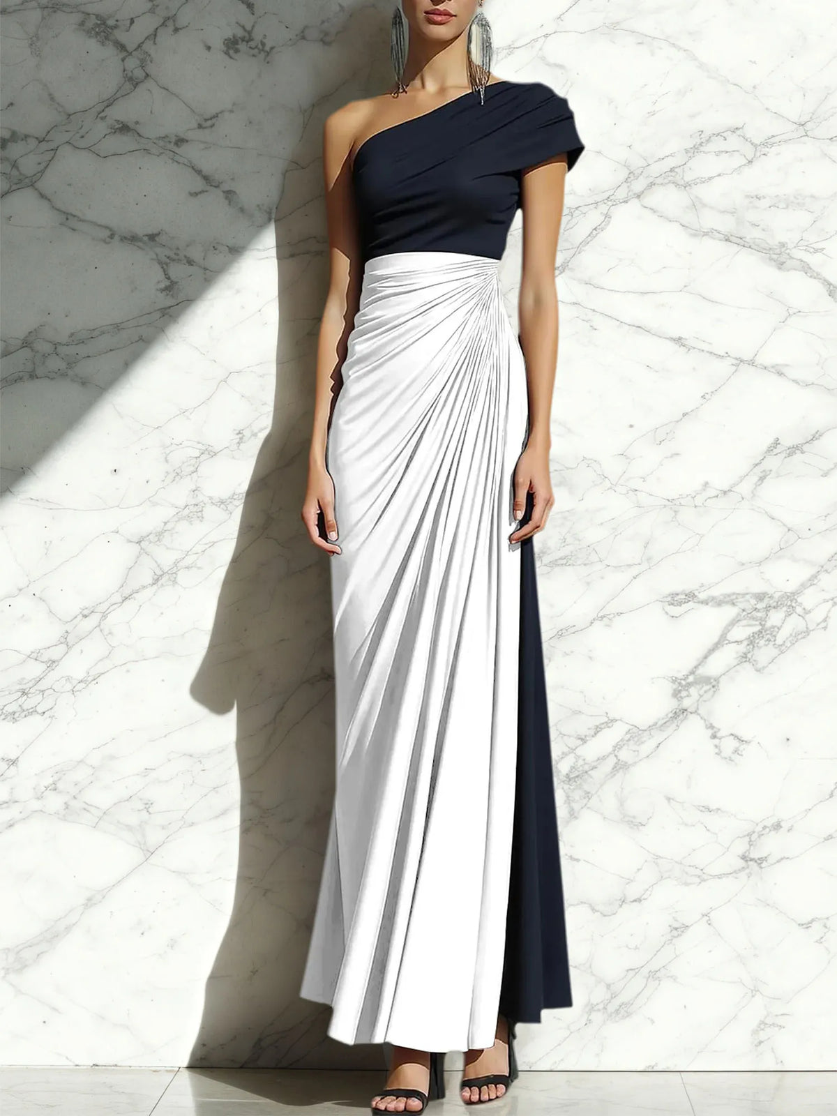 Sheath One-Shoulder Ruched Maxi Formal Dress - View 10 | FashionDia