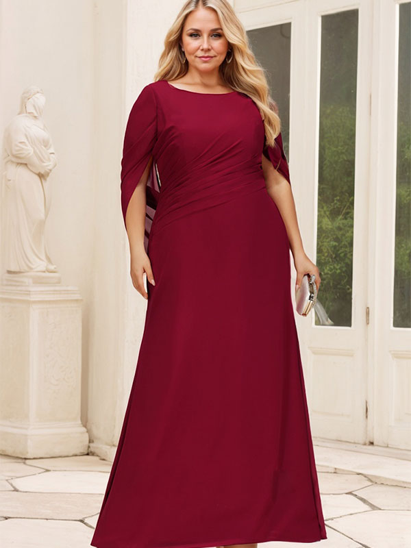 Trumpet/Mermaid Boat Neck Floor-Length Chiffon Mother of the Bride Dress With Pleated - View 10 | FashionDia
