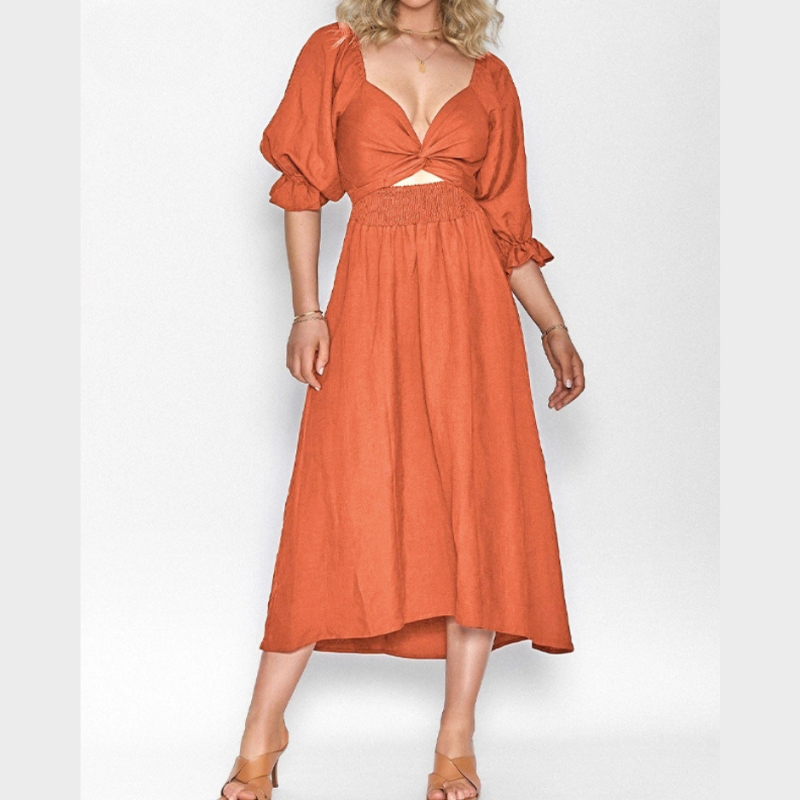 Stella Exclusive French Dress with Ruffled Sleeves Boutique Collection