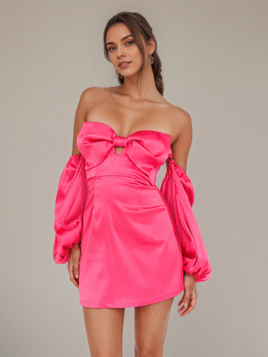 Cute Long-sleeves Bow Homecoming Dresses To Impress