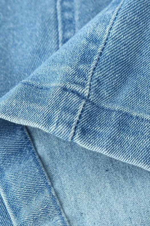Slim Fit Button-Up Denim Dress - View 6 | VelvetHem
