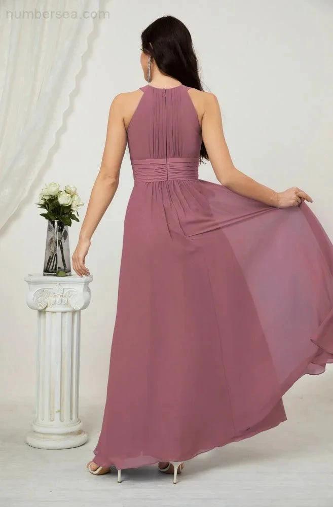 ZapDress Formal Party Gown Dress Chiffon Halter Long Sleeveless Bridesmaid Dresses 2802 (ZD16960)