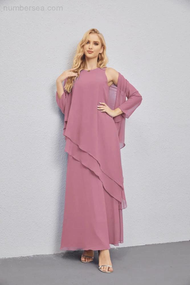 Mother of Bride Dresses with Open Front Lightweight Cardigan Formal Prom Gown 28081 (ZD16990)
