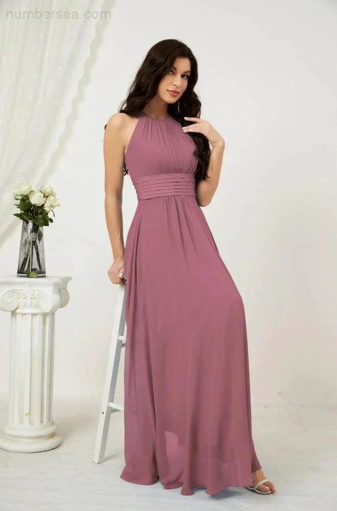 ZapDress Formal Party Gown Dress Chiffon Halter Long Sleeveless Bridesmaid Dresses 2802 (ZD16960)