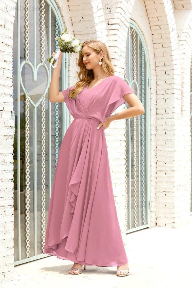 Zapdress Mother of The Bride Dresses Plus Size V-Neck Floor Length Formal Prom Dress for Wedding Guest 28020 (ZD17058)