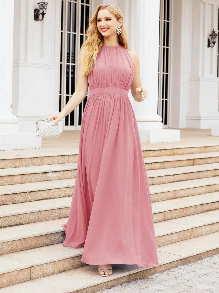 Numbersea Halter Bridesmaid Dress Empire Waist Formal Evening Prom Gown for Mother of The Bride 28030 by numbersea