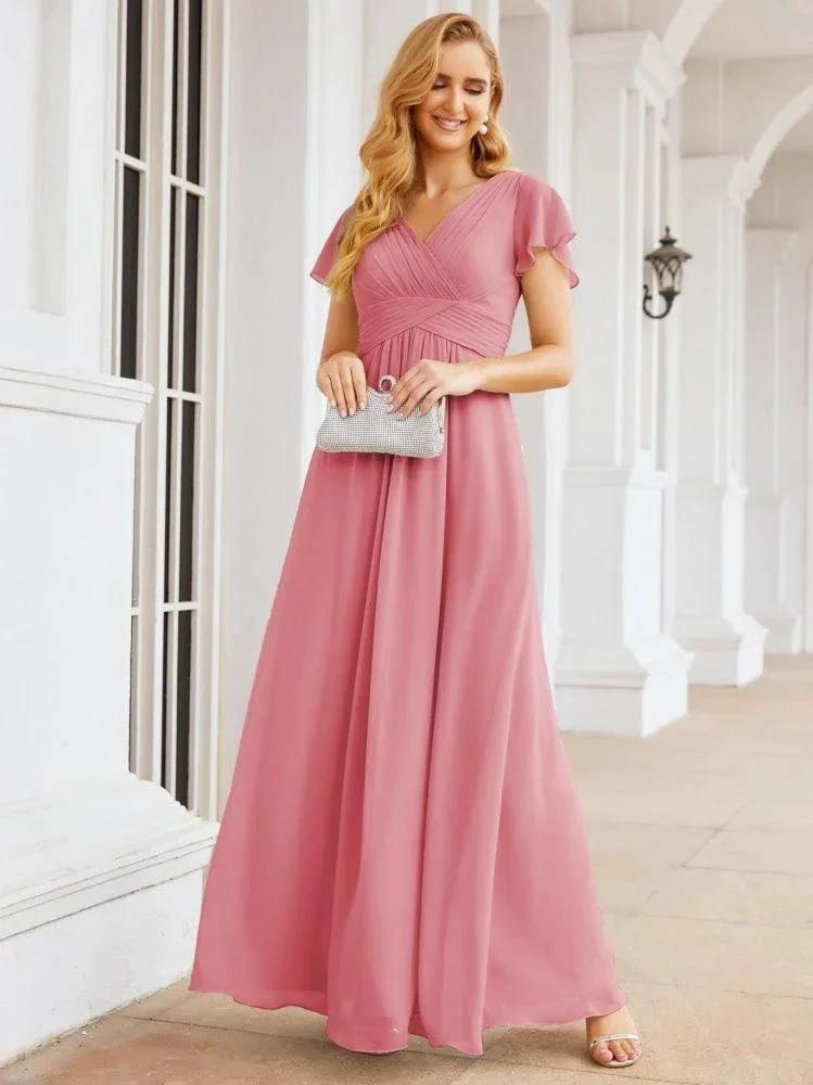 Numbersea Formal Prom Gowns for Mother of The Bride Cap Sleeves Bridesmaid Dress 28047 by numbersea