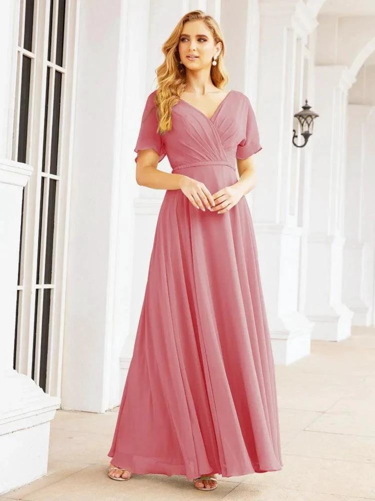 Numbersea Formal Prom Gowns for Mother of The Bride Short Sleeves Bridesmaid Dress 28049 by numbersea