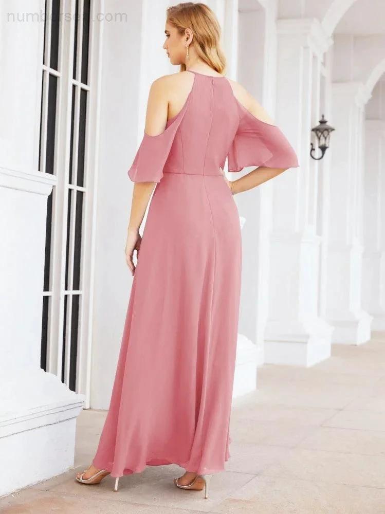 ZapDress Cold Shoulder Bridesmaid Dresses A-Line Long Formal Evening Gowns 28074 (ZD17048)