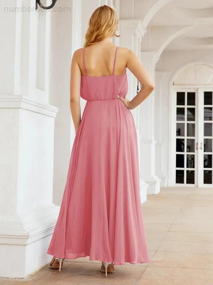 ZapDress Halter Long Bridesmaid Dresses Formal A line Juniors Dress 28029 (ZD17029)