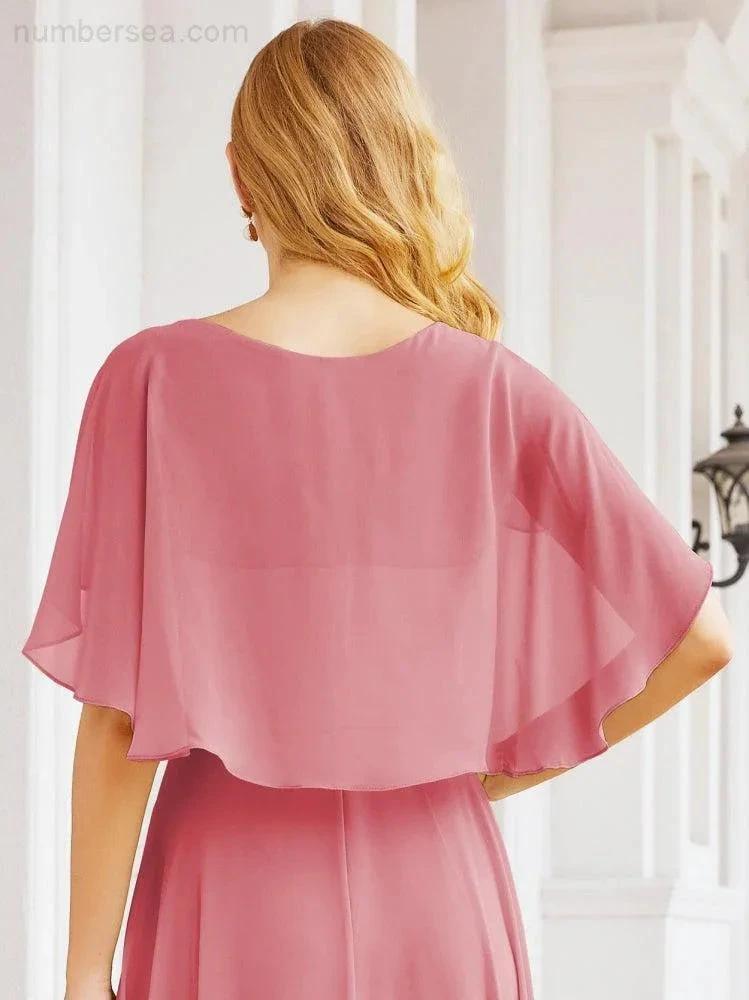 ZapDress Bridesmaid Dresses for Wedding Formal Evening Party Prom Gown with Cape 28050 (ZD17057)