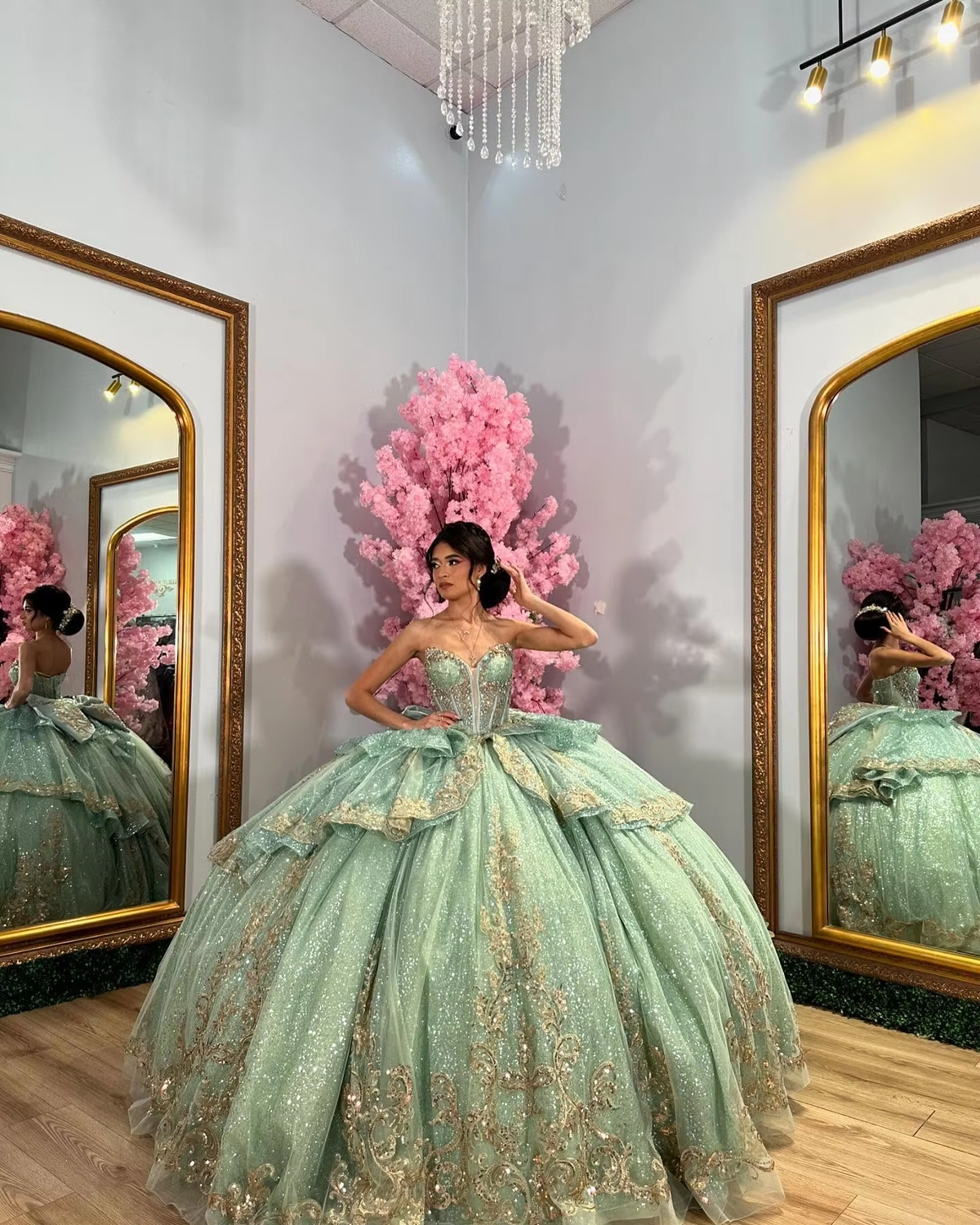 A-Line sage quinceanera dress, birthday party dresses sweet 16 dresses - View 3 | FashionDia