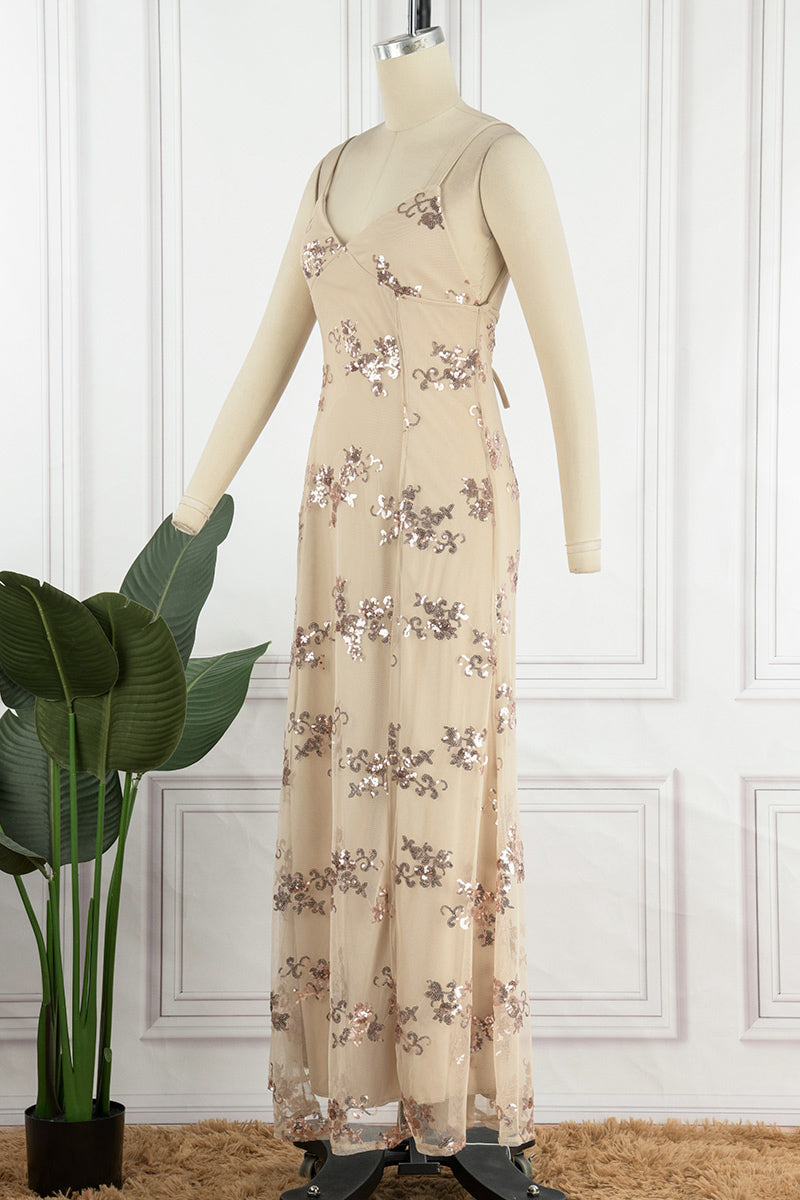 Celebrities Elegant Solid Sequins Frenulum V Neck Evening Dress Dresses(4 Colors) - View 14 | VelvetHem