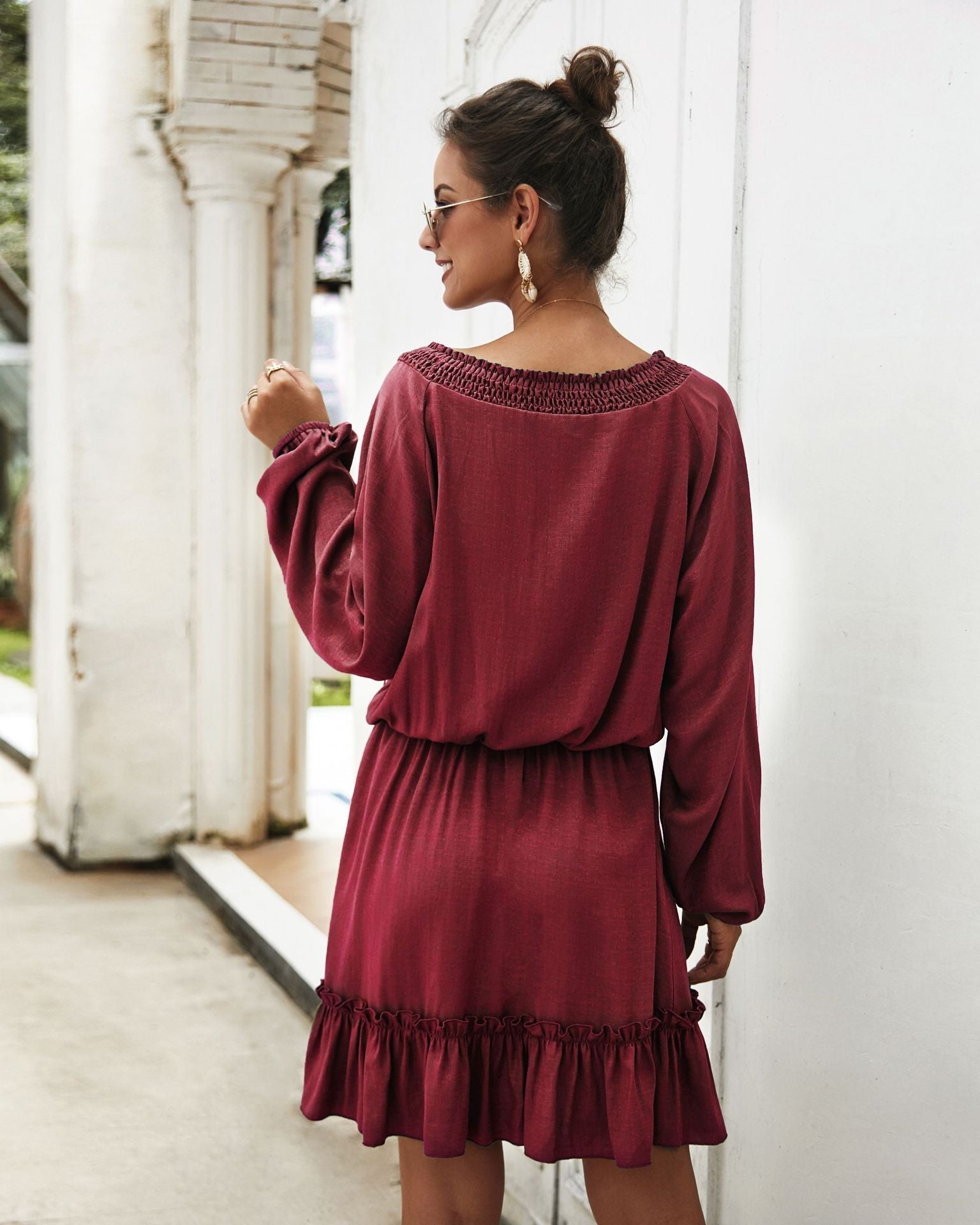 Lena Satin Midi Dress Marsala