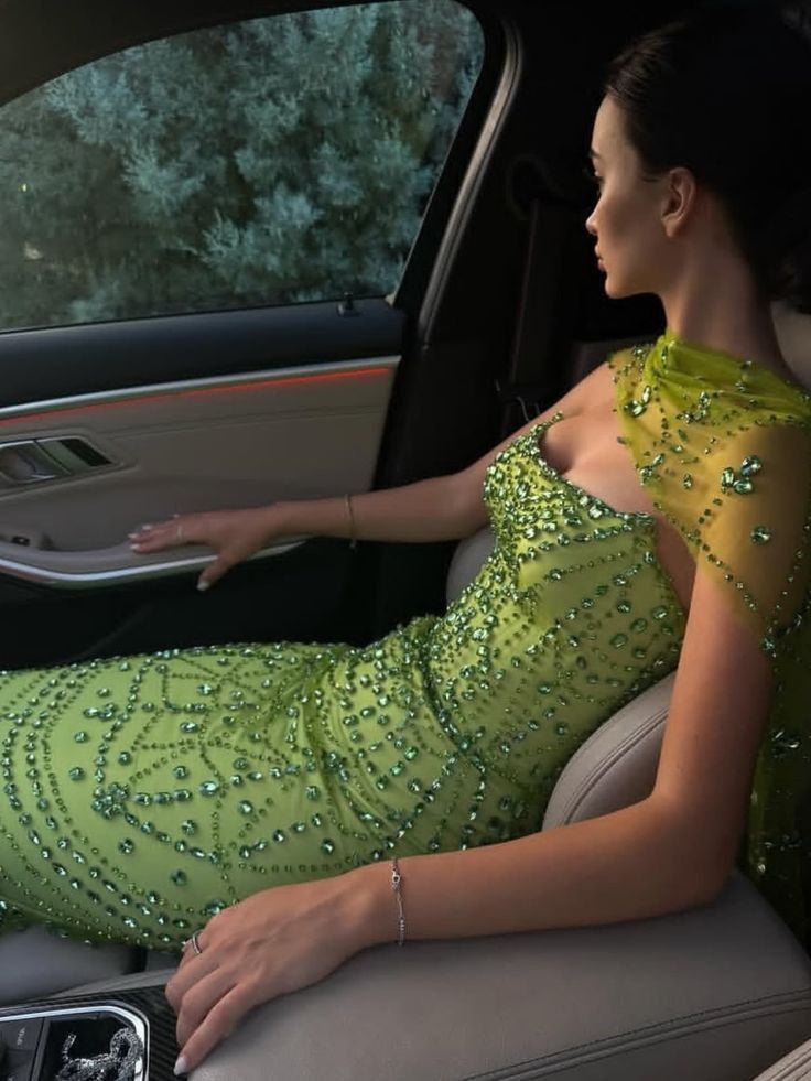 Green Beaded Prom Dress Graduation Dress 22nd Birthday Outfit - FashionDia