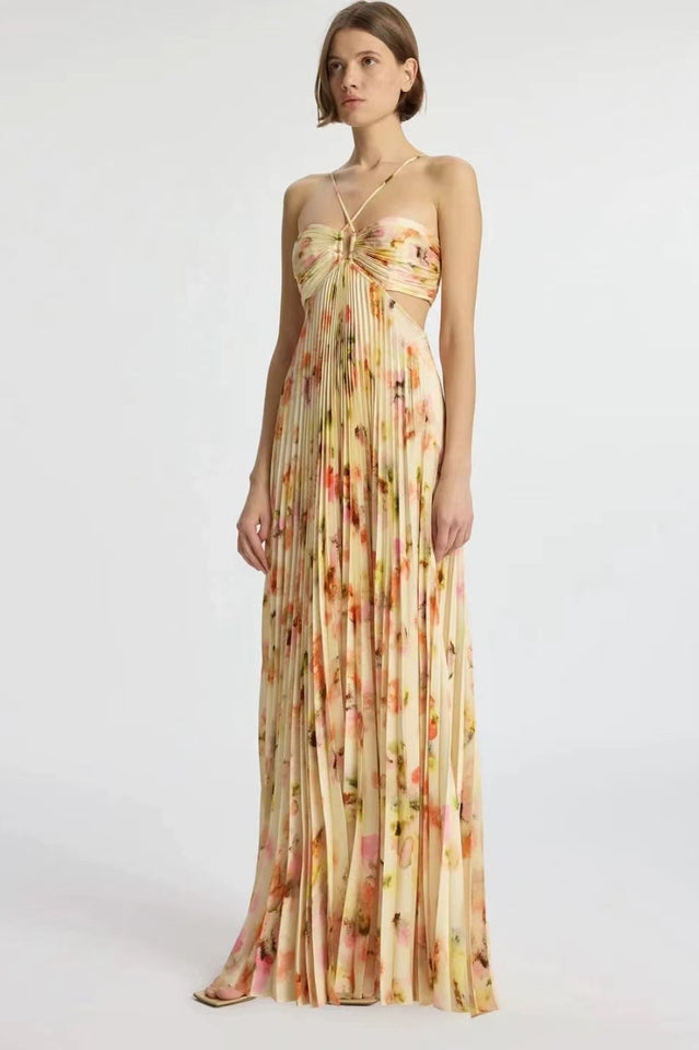 Moira Floral Cut out Halter Maxi Dress