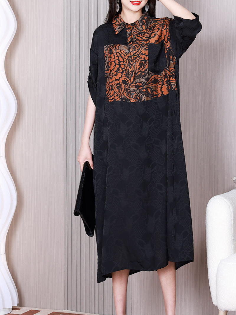 Wonderful Tonight Lapel Collar A-line Dress