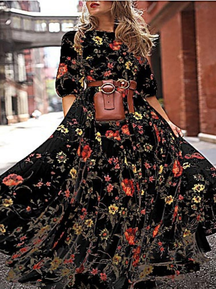 Bohemian Flowy Printed Maxi Dress