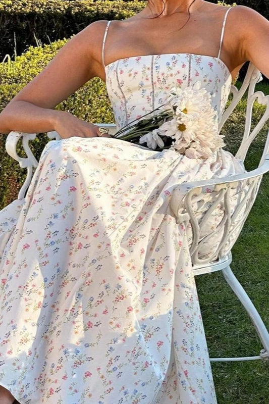 Pleated Spaghetti Strap Floral Dress - View 2 | FashionDia