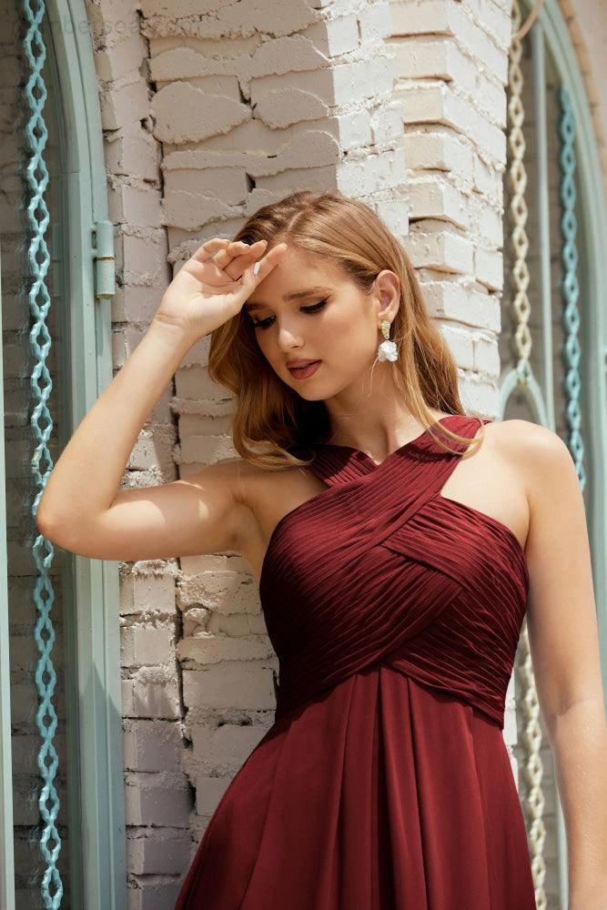 Halter Bridesmaid Dresses Formal Cocktail Prom Gown 28015 (ZD16956)