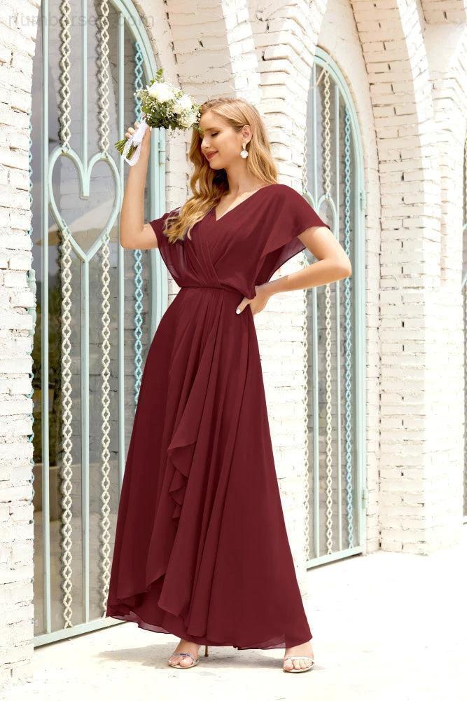 Zapdress Mother of The Bride Dresses Plus Size V-Neck Floor Length Formal Prom Dress for Wedding Guest 28020 (ZD17058)