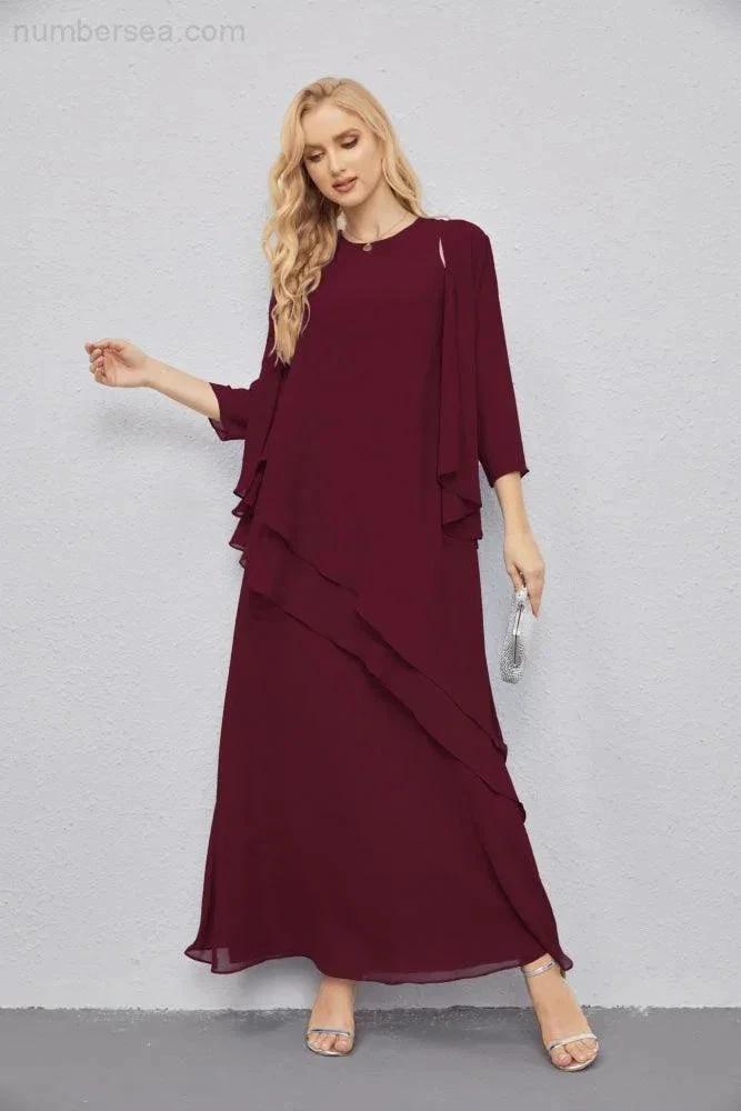 Mother of Bride Dresses with Open Front Lightweight Cardigan Formal Prom Gown 28081 (ZD16990)