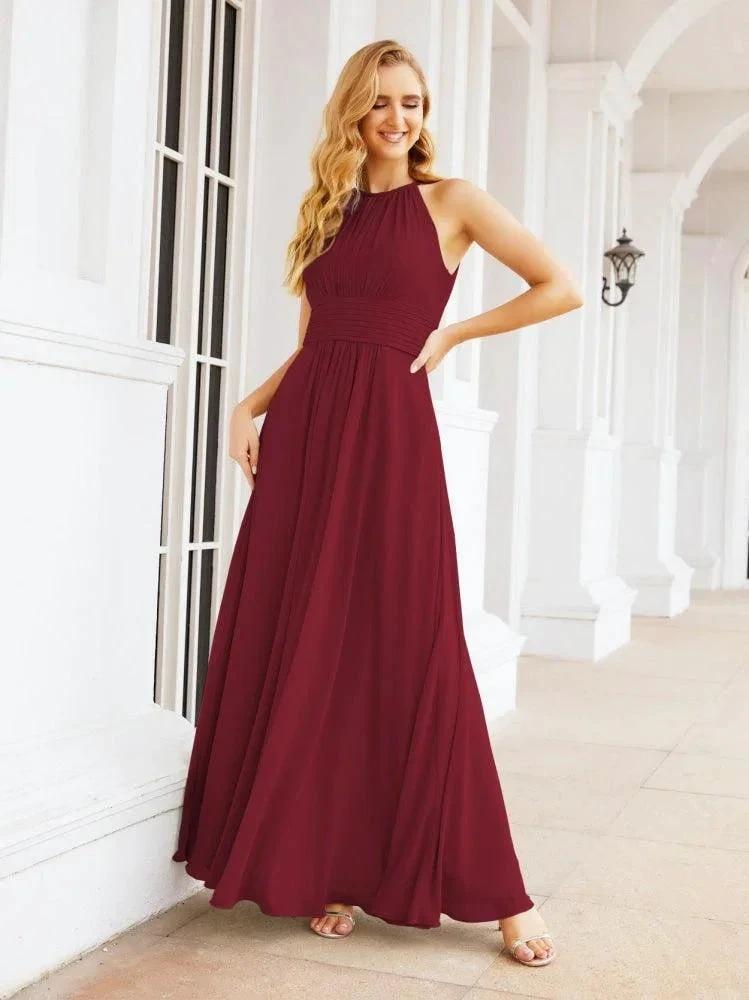 Numbersea Keyhole Bridesmaid Dresses Sleeveless Formal Evening Party Prom Gowns 28043 by numbersea
